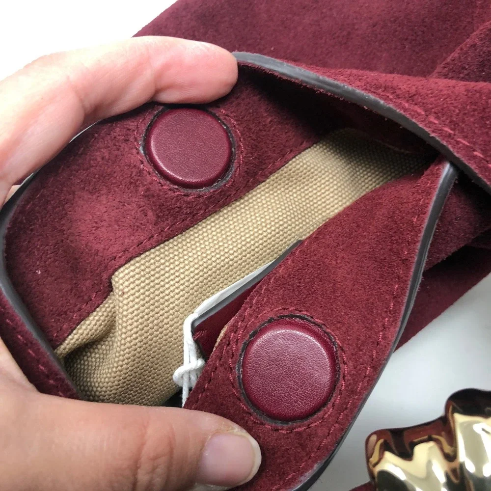 Madewell The Mini Pouch in Suede Cabernet Red Suede‎ NY139 NWT Hobo Purse
